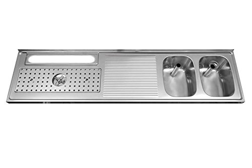 Horeca Products c6015u00a0u0096u00a0Fregadero para Colgar 2000u00a0x 500u00a0mm 2u00a0spülwannen/abtropffläche Izquierda