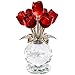 KRISININE Crystal Red Rose Flower Collectible Figurine with Base Glass Rose Figurine Decor Christmas Paperweight Gift for Women Mom(4.7 * 2.8in)