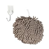 Mobestech 1 Stück Chenille Handtuch Schnelltrocknendes Saugfähiges Reinigungstuch für Bad mit Aufhängeschlaufe Graue Farbe zum Abtrocknen und Wischen von Händen und Geschirr