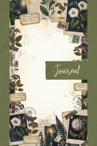 Midnight Botanical Garden Junk Journal Pages - 6x9 Aesthetic Stationery Paper - 100 Decorative Writing Sheets with Nocturnal Herbarium Studies, ... and Shabby Chic Dark Cottagecore Textures image 2