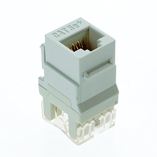 Legrand - OnQ Telephone Keystone Jack RJ45, Data Keystone Jack, Universal Keystone Connector for Phone Connections, Rear Mount Snap-In Keystone Design, White, 5 Count, F3450WVV5
