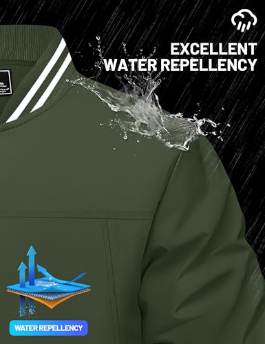 Image of TACVASEN Men's Lightweight Jacket Casual Spring Fall Windbreaker Bomber Zip Up Coat With Pocket | Men jacket, windproof water-resistant fabric, suitable for spring summer and fall, casual commuting wear, travel and hiking.