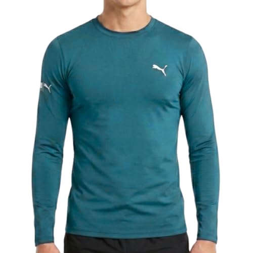 PUMA Camiseta Térmica Masculina Manga Longa UV 50+ Segunda Pele Academia Treino, Azul Petróleo, M