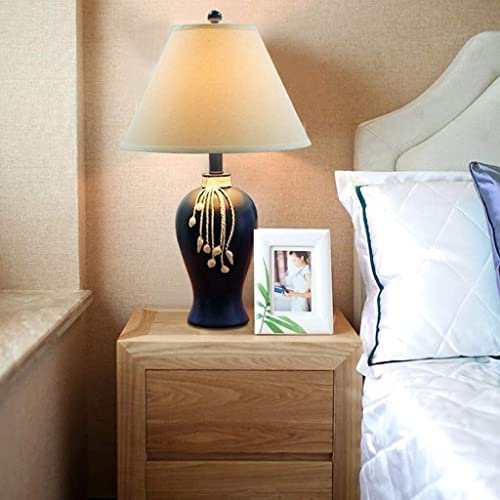 Lampe de bureau LED E27 avec abat-jour en tissu pour table de chevet