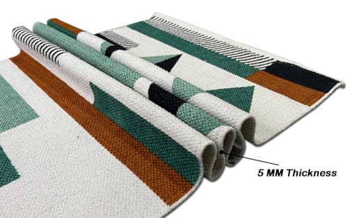 Image of SAGON 2x5 Ft Printed Runner Carpet - Cotton Bedside Rug for Bedroom & Living Room (Multi Abstrack)