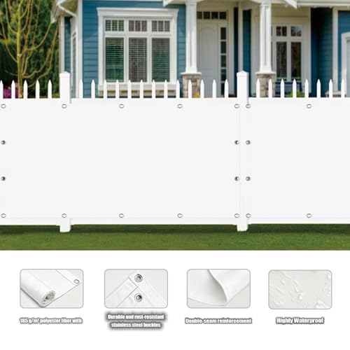 Cache balcon 160 x 250 cm blanc avec oeillets et serre-câbles pour terrasse - 5