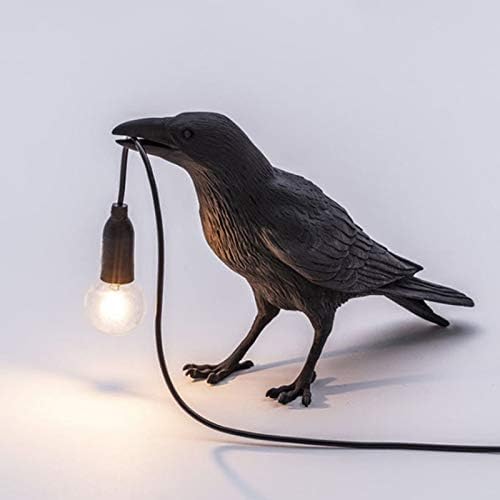 Miniatura 5 de Luluckly Raven Light Birds Lámparas de mesa Dormitorio Resina Cuervo Lámpara de Escritorio Lámpara de Mesilla Luz de Pared Aplique Negro A
