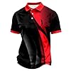 ’s Shirt Lightweight Summer Sports Tee with Subtle Print for On Course Comfort and Breathable Performance (U-Red, XXL) #2