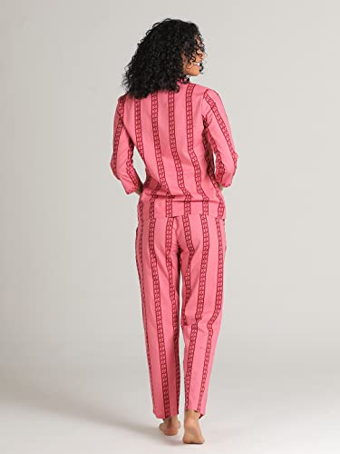 Image of Evolove Women's Cotton Full Sleeves Collared Night Suit Set /Top Pyjama Set Super Soft Comfortable (Nightsuit-Collar-FS-1)