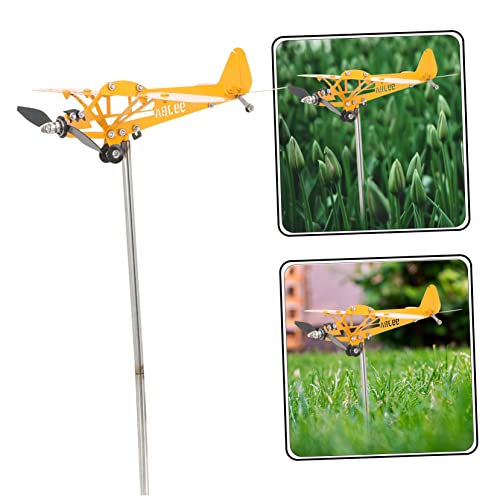 Yardwe Metal Decor Wind Indicator Outdoor Decor Airplane Wind Spinners Lawn Wind Sculpture Wind Ornament Iron Outdoor Garden Airplane Decoration Yard Plane Windmills Airplanes Weathervane #TOP3