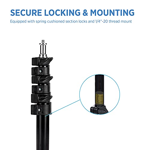 Fovitec 7'6" Spring Cushioned Collapsible Light Stand For Speedlight And Off-Camera Flash Photography, Photo Studio And Video Lights, Reflectors, Modifiers, And Accessories #TOP1