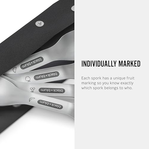 Black+Blum Spork Set of 4 - Stainless Steel Spork Set with as Easy Clean Carry case