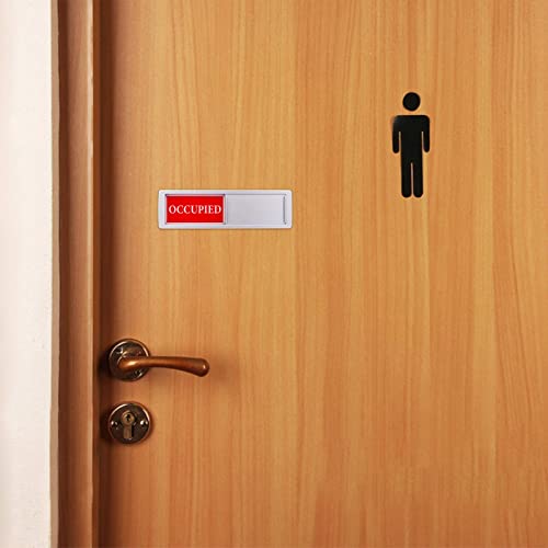 Image of Privacy Sign - Vacant Occupied Sign for Home Bathroom Office Restroom Conference Hotel Hospital, Easy to Read Non-Scratch Magnetic Slider Door Indicator with Clear, Bold & Colored Text - Silver