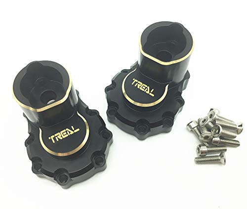 Treal Brass Rear Inner Portal Cover Housing and Portal Drive Axle Mounts (2) pcs Blacken for Traxxas TRX-4