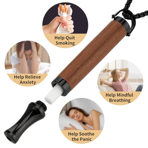 breathing necklace to quit smoking and vaping with refillable mint pods stop smoking aids fidget necklace for anxiety relief smokeless inhaler for adults rosewood