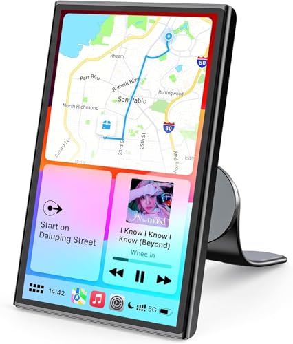 Avylet 7" Wireless Apple Carplay Screen for Car & Android Auto, Portable Car Stereo with Magnetic Mount, Supports Landscape & Portrait, OTA/GPS/Mirror Link/Voice Control/Bluetooth/AUX/FM/WiFi