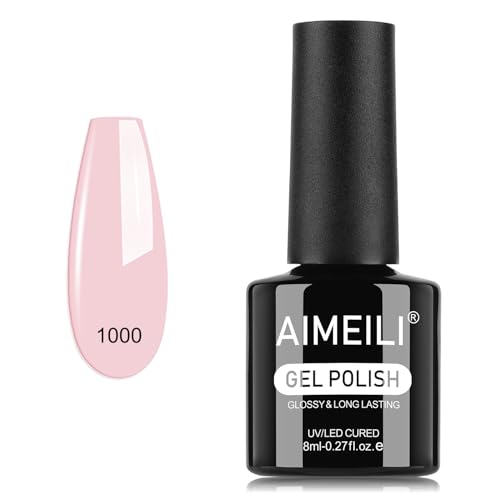 AIMEILI Esmalte Semipermanente Gel UV para Uñas Rosa Pink 8ml Color Gel Soak Off UV&LED Rosa Larga Duración Fácil Aplicación Ideal para Nail Manicura Salon Home DIY, 1000