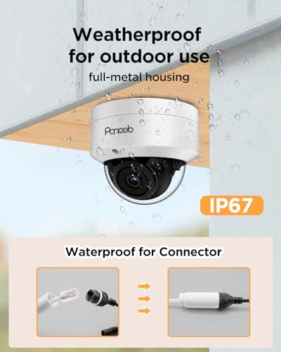 Image of Security Camera System PoE, 8X 5MP Wired IP IK10 Vandal-Proof Dome Camera, AI Human Detection, Remote Access, 100ft IR Night Vision Built-in Mic, 4K 8 Channel PoE NVR 2TB HDD, PD54A0808-5M2