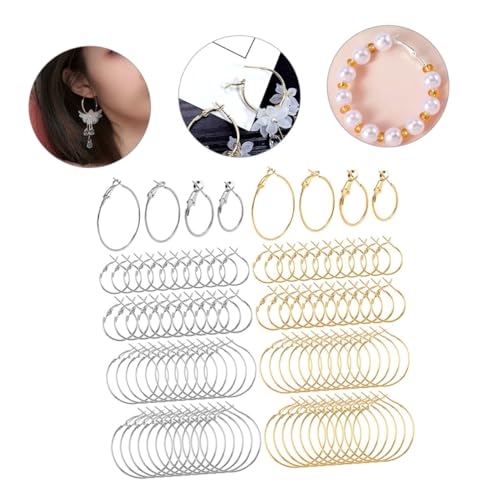 Accesorios para hacer joyería DIY con 96 piezas de argollas y aros para aretes redondos 4