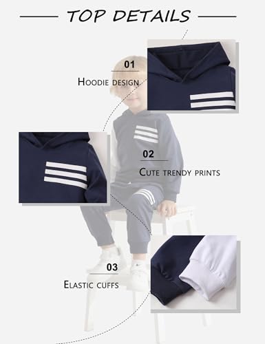 Image of Toddler Boy Clothes Long Sleeve Hoodie Sweatsuits Tops and Pants 2Pcs Boys Fall Winter Outfits Set