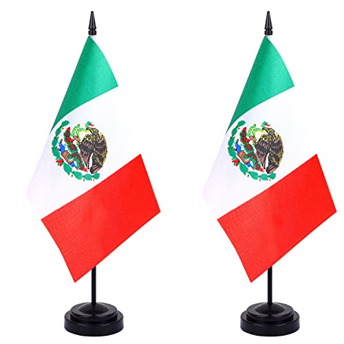 Fwiw Mexico Mexican Flag Mexico Table Flag Small Mini Mexico Office Desk Flags With Stand Base,Countries National Festival Events Home Office Decorations(2Pack) #TOP22