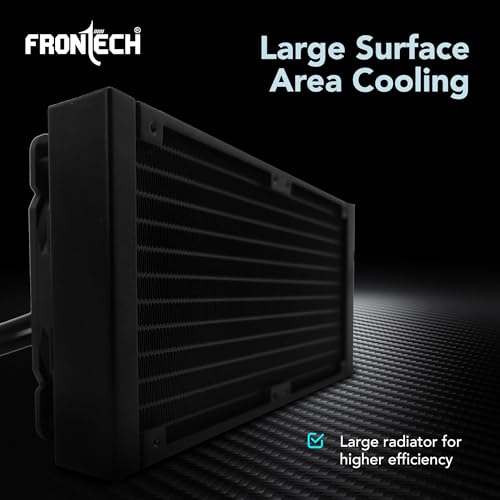 Image of Frontech AIO CPU Cooler with Heatsink |240mm Radiator| Dual 120mm ARGB Fans up to 1800 RPM |PWM 4-Pin + ARGB 3-Pin|Copper Cold Plate|Intel LGA 1700 /1200 & AMD AM4 /AM5|1 Year Warranty (CPF-0008)
