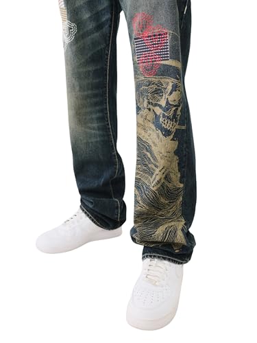 True Religion Men's Ricky Single Needle Flap Yellowstone 1/2"3