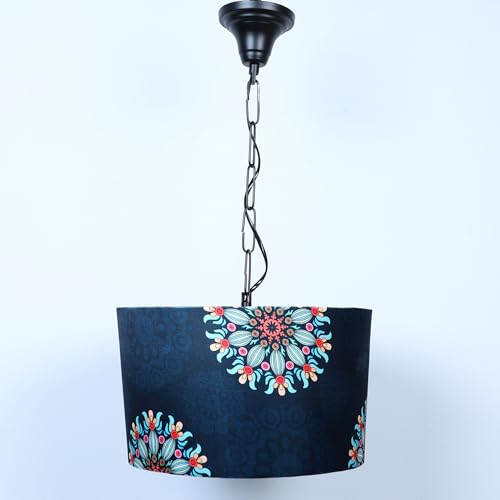 Image of Tu Casa French Floral Print Fabric Glow Pendent Light Hanging Lamp For Bedroom, Living Room, Lounge, Office, Gifting Area Without Bulb For Home Decoration (Height - 20 inch)
