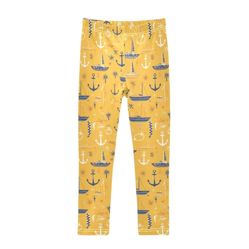 KLL Hand Drawn Sea Ship Ocean Girls Legging Fashion High Waisted Yoga Pants Gym