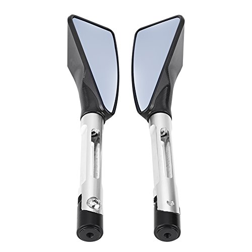 Qiilu 1 Par de 8mm 10mm Universal CNC Espejos retrovisores laterales de aluminio para motocicleta 3 colores(plata)