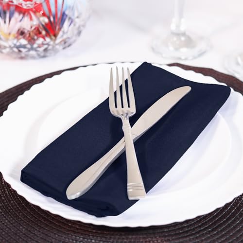 Serviettes de table tissu lavables bleu marine 50x50 polyester fêtes - 7