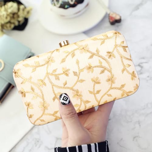 Hand Crafted Designer Box Clutch For Women, Zari Embroidery Clutch For Women/Hand Clutch For Women - Image 8