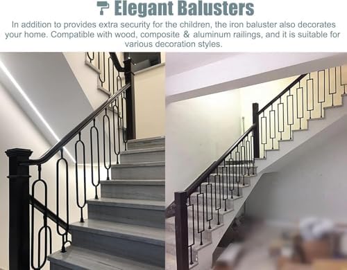 Adjustable Iron Baluster Spindles for Stair Railing - Easy Connector for Quick Installation, Perfect for Indoor Staircases, Durable & Stylish Design