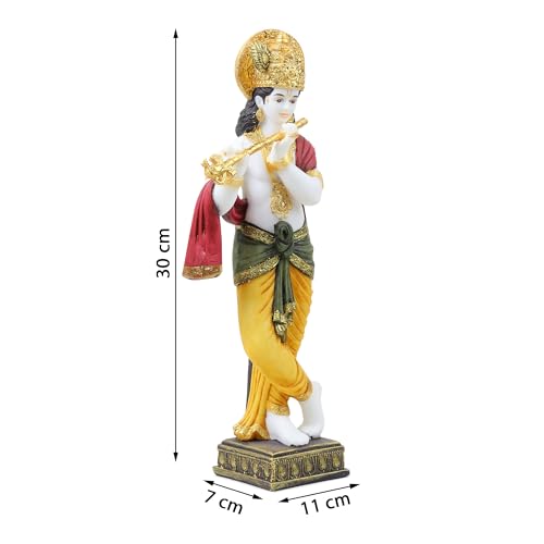 Image of ARMONIA Lord Krishna Idol Marble Dust Statue Murti | Krishana Sculpture for Home Decor, Pooja ghar, Mandir & Gifting Item |Best Gift for Housewarming (30 cm, Multicolor) (Including Microfiber Cloth)