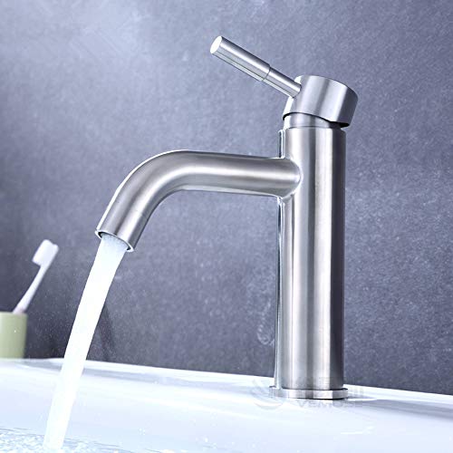 Mezclador de acero inoxidable para lavabo con acabado cepillado resistente a la corrosión