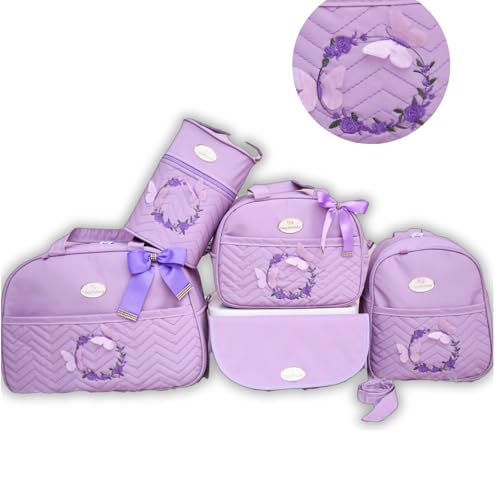 BOLSA MATERNIDADE MENINA 5 PEÇAS BORBOLETA (Lilás)