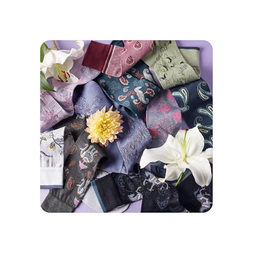 MARCOLIANI Milano Made in Italy - Mens Dress Socks | Essence of Cotton Jali Paisley Style - Color Dark Blue Denim