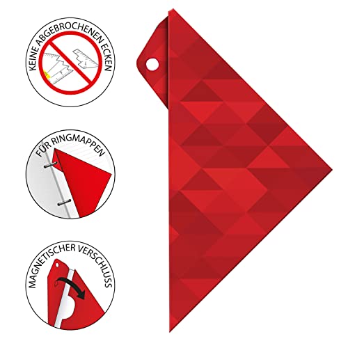 Aristo AR18000B Geodreieck AR1552 mit passender Geocover Schutzhülle basic (Dreieck Hypotenuse 16 cm, Tuschenoppen und Facetten, Hülle mit Lochung zum Abheften) rot, transparent