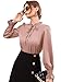 DIDK Damen Elegant Blusen Rüschen Shirts Bluse Langarmshirts OL Business Oberteile mit Schleife Grau-Rosa M