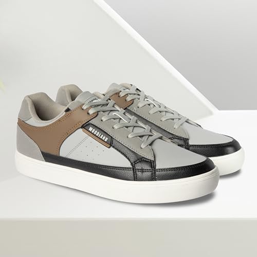 Buy Woodland Men's Lgrey/Camel PU Sneakers-7 UK (41EURO) (OSNK - Image 4