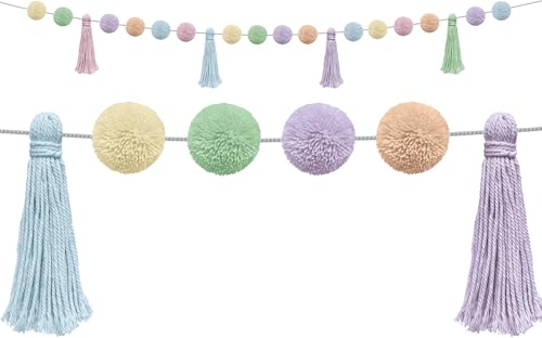Image of Teacher Created Resources Pastel Pop Pom-Poms and Tassels Garland (TCR9207)