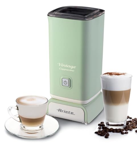 Ariete Cappuccinateur Vintage 2878, Mousseur à Lait Électrique Rétro Pour Cappuccino Et Chocolat Chaud, Buse à Cappuccino Électrique 2 Minutes, Capacité 250Ml, Puissance 500W, Vert