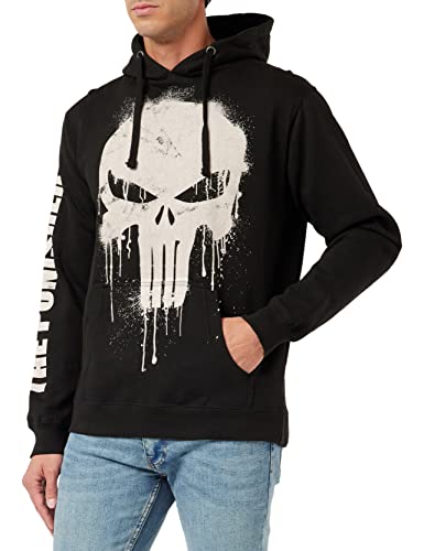 Marvel Sudadera con capucha Punisher Skull para hombre, negra, L