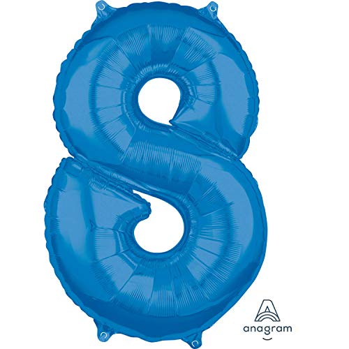 Preisvergleich Produktbild Amscan 3663301 Folienballon Zahl 8", Blau