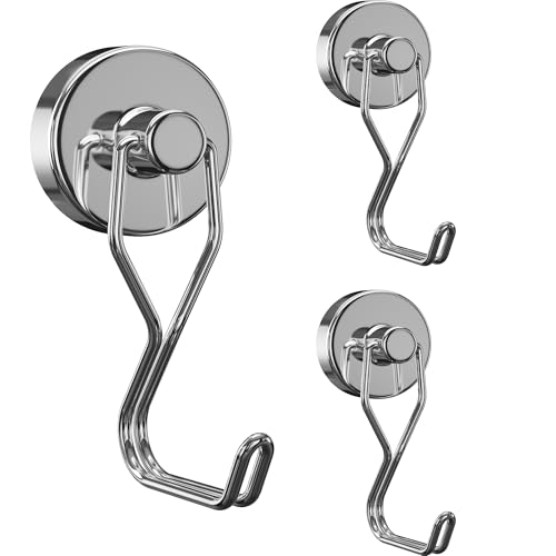 Tohoer Magnetic Hooks, 100LBS Neodymium Magnets Hook Heavy Duty with Rust Proof for Fridge, Refrigerator, Oven, Grill, BBQ, Key, Tools Holder, Kitchen, Outdoor, Hanging Wreaths, Utensil Hangers