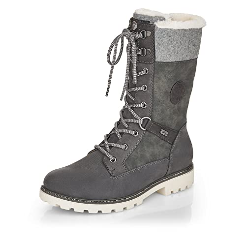 Remonte Damen Winterstiefel D8474, Frauen Stiefel,lose Einlage,Winterboots,schnürstiefel,warm,gefüttert,tex,grau Kombi,36 EU / 3.5 UK