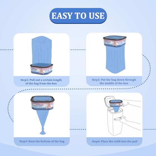 Image of 6 Pack Jumbo Square Bags Refill Compatible with Diaper Genie Compact, Select Pails (Not Fit Classic), Disposal Bag Refills with Continuous Film, Hold Up to 810 Newborn-Sized Diapers