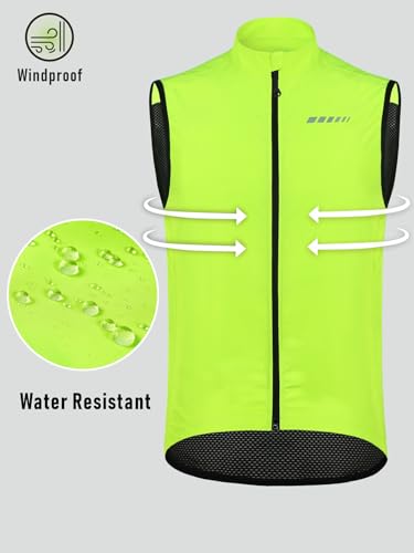 qualidyne Colete de ciclismo masculino à prova de vento – Jaqueta de ciclismo leve e sem mangas com