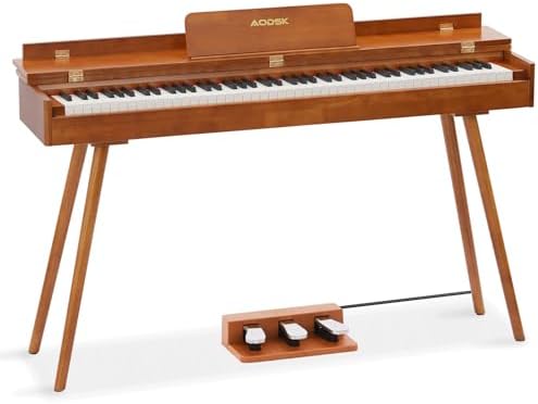 AODSK Digital Piano 88 Key Full Size Weighted Keyboard Overall Solid Wood Frame for Beginners with Sheet Music Stand Triple Pedal Power Adapter AODSK Digital Piano 88 Key Full Size Weighted Keyboard Overall Solid Wood Frame for Beginners with Sheet Music Stand Triple Pedal Power Adapter