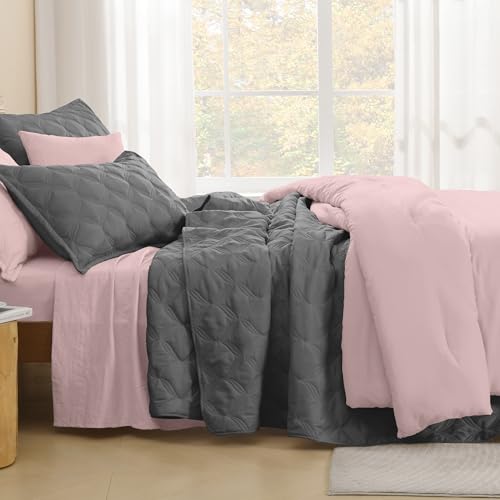Image of Litanika California King Size Quilt Set Grey- Oversized Lightweight Comforter Bedspreads & Coverlets Gray - Bedding Cover Bed Decor - 3 Pieces (1 Quilt, 2 Pillowcases)
